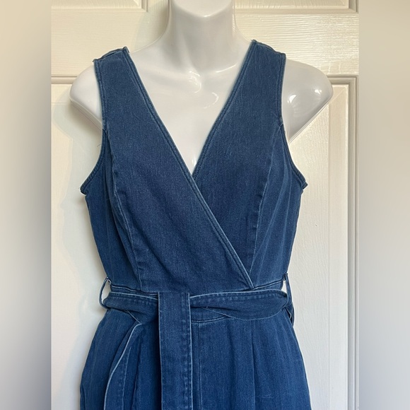 Vici v neck denim high low flare jumpsuit sz small - Picture 3 of 10